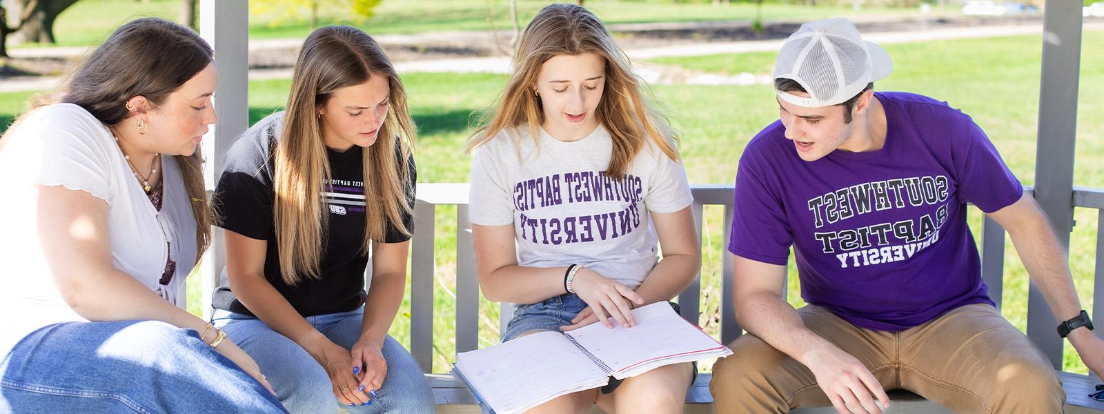 psychology students study together on campus